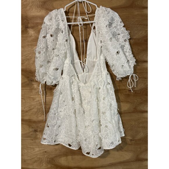 White For Love And Lemons  Woman Small Leighton Mini Dress White Wedding Floral - Picture 4 of 12